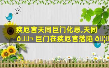 疾厄宫天同巨门化忌,天同 🐬 巨门在疾厄宫落陷 🦊